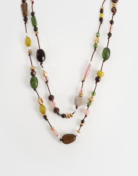 Mango beaded layered necklace in pastel - view 1