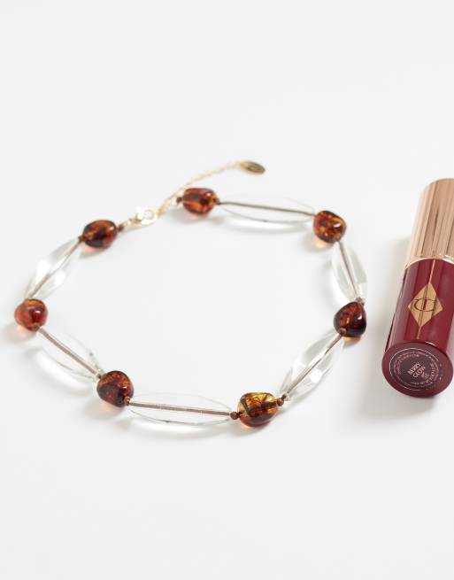 Mango beaded necklace in brown, 2 of 4