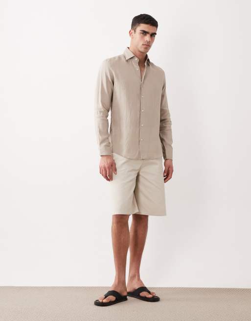 Mango - Beige afslappet skjorte i 100% hør, 2 af 5