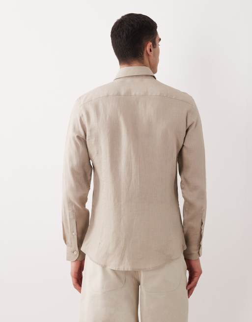 Mango - Beige afslappet skjorte i 100% hør, 5 af 5