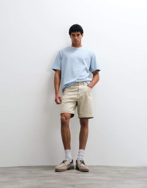 Mango - Beige denimshorts med rullet kant i afslappet pasform - view 1