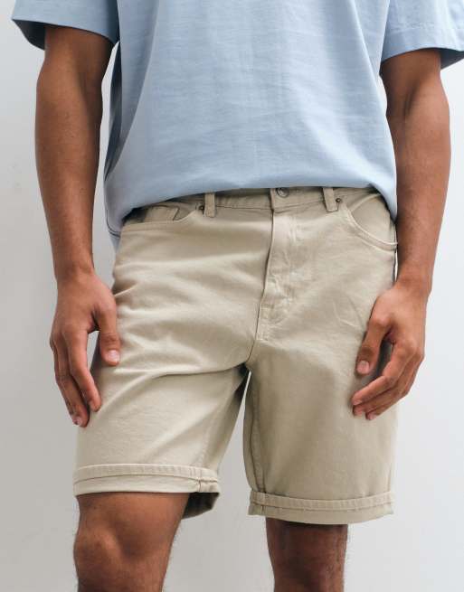 Mango - Beige denimshorts med rullet kant i afslappet pasform, 3 af 5