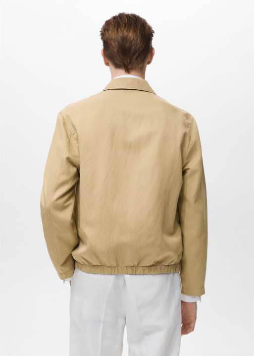 Mango - Beige Harrington-jakke i bomuld med lynlås, 3 af 4