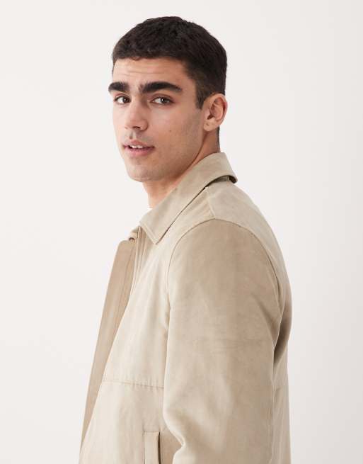 Mango – Beige jacka i mockaimitation med dragkedja, 4 av 5
