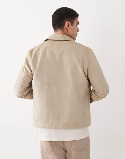 Mango – Beige jacka i mockaimitation med dragkedja, 5 av 5