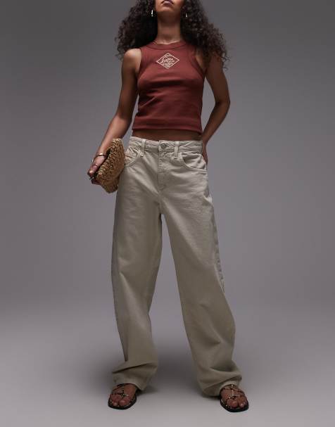 Mango – Beige jeans i bomull med barrelben - view 1