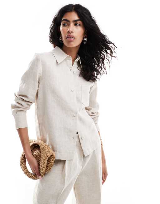 Mango – Beige kavaj i linne, del av set