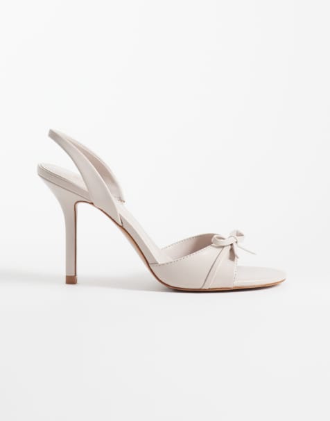 Mango – Beige klacksandaler i läderimitation med rosettdetalj och hälrem - view 1