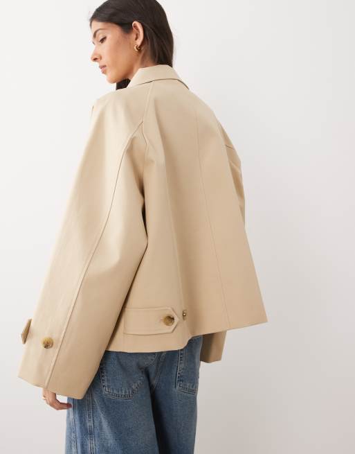 Mango – Beige, kort trenchcoat i 100% bomull, 4 av 4