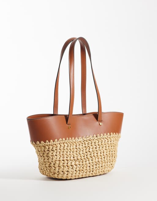 Mango – Beige, liten axelväska med vävd design, 4 av 4