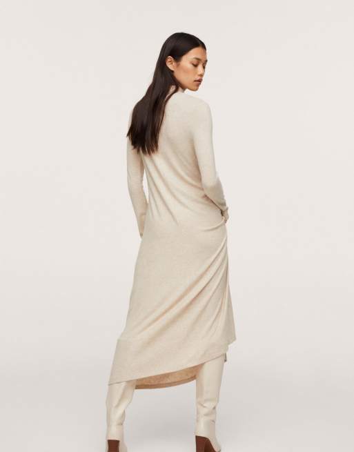 Mango - Beige maxikjole i fin strik, 4 af 4