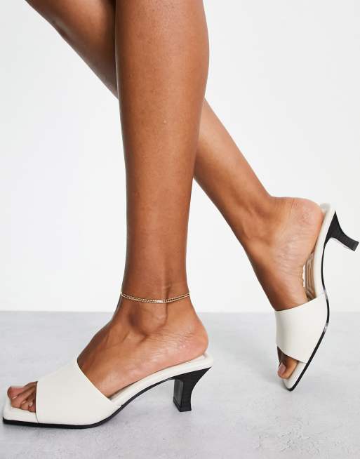 Mango - Beige mules med hæl