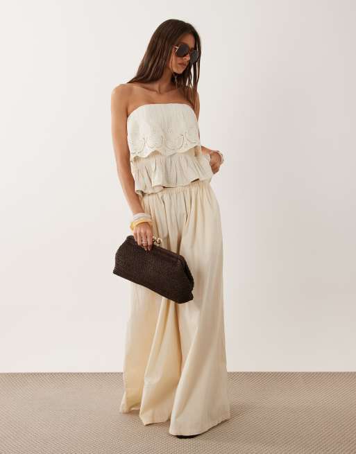 Mango - Beige offshoulder-top i 100% bomuld med broderi, 3 af 4