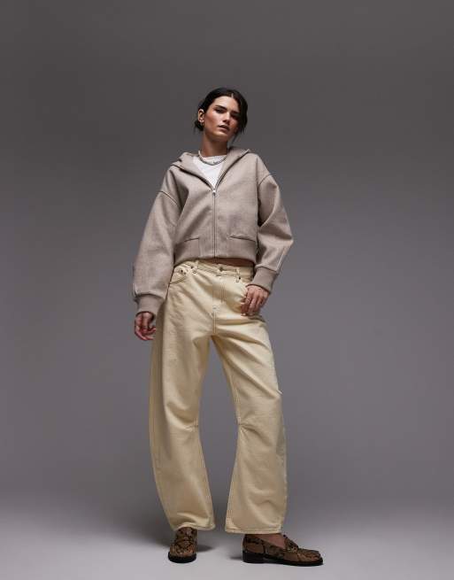 Mango - Beige oversized blød hættetrøje med gennemgående lynlås, 3 af 4