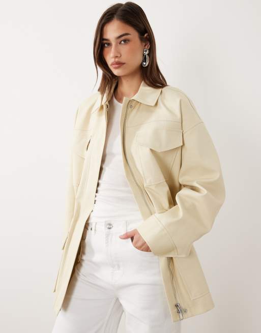 Mango – Beige parkas med indragen midja, 2 av 4