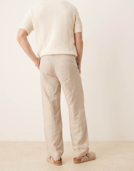 Mango – Beige, raka byxor i linnemix, 5 av 5