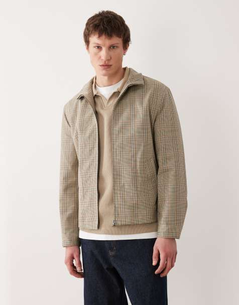 Mango – Beige, rutig harrington-jacka i 100% bomull - view 1