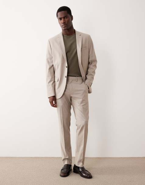 Mango - Beige skræddersyet sæt med blazer og plisserede bukser med lige ben - view 1