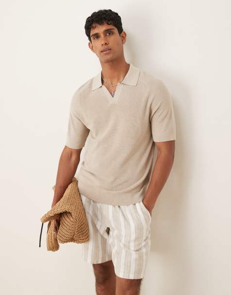 Mango – Beige, stickad pikétröja - view 1