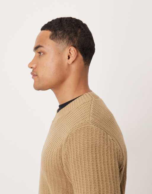 Mango - Beige strikket trøje med rund hals, 4 af 5
