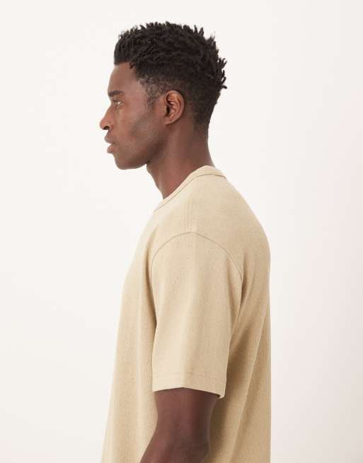 Mango - Beige T-shirt i fin strik af bomuldsblanding, 4 af 5