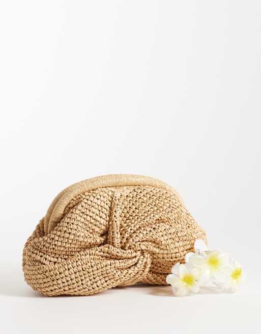 Mango – Beige, vävd kuvertväska med snurrad detalj, 4 av 4