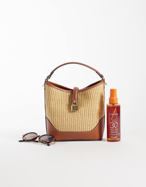 Mango – Beige, vävd väska med spänne, 2 av 4