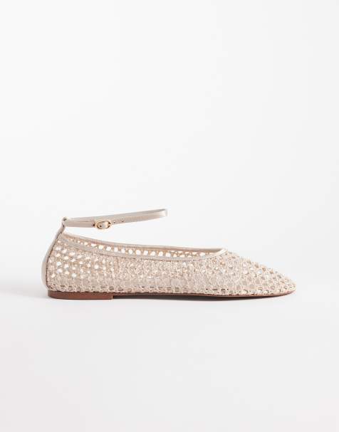 Mango – Beige, vävda, platta skor - view 1
