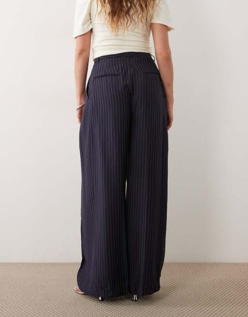 Mango Beli relaxed trouser co-ord in navy pinstripe, 5 of 5