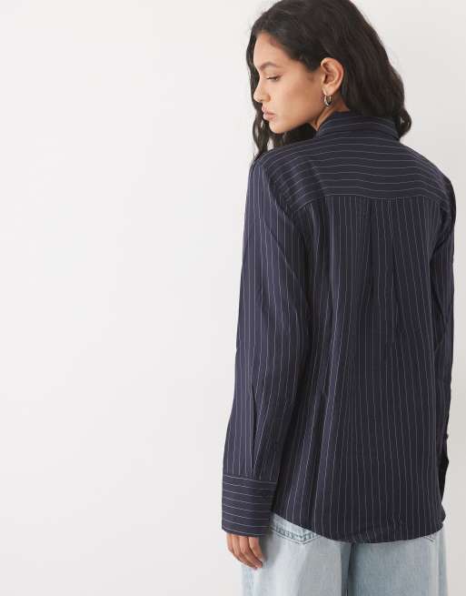 Mango Beli shirt in navy pinstripe - part of a set, 4 of 4