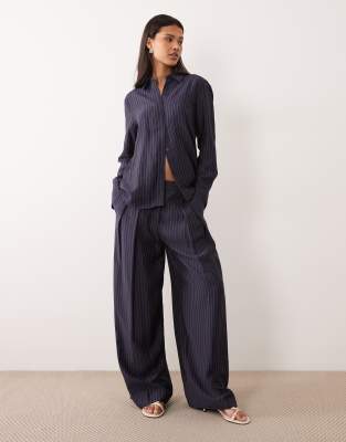 Mango Beli Tailored Wide Leg Pants In Blue