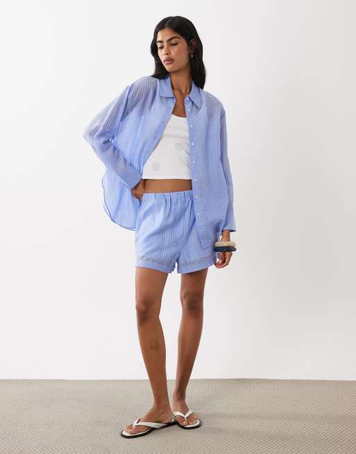 Mango Belize shorts in blue stripes - part of a set, 2 of 5