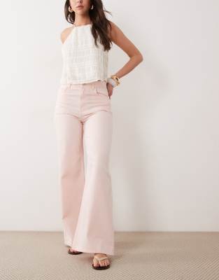 Mango Belle 100% cotton wide leg jean in pastel pink