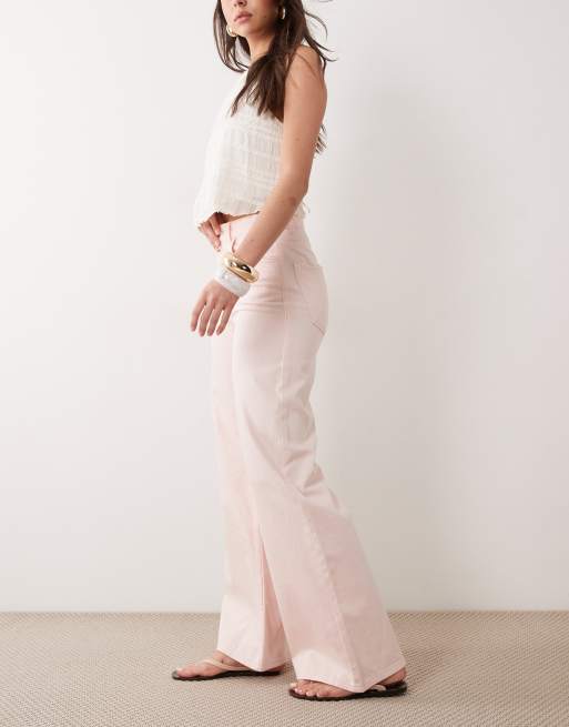 Mango Belle 100% cotton wide leg jean in pastel pink, 2 of 5