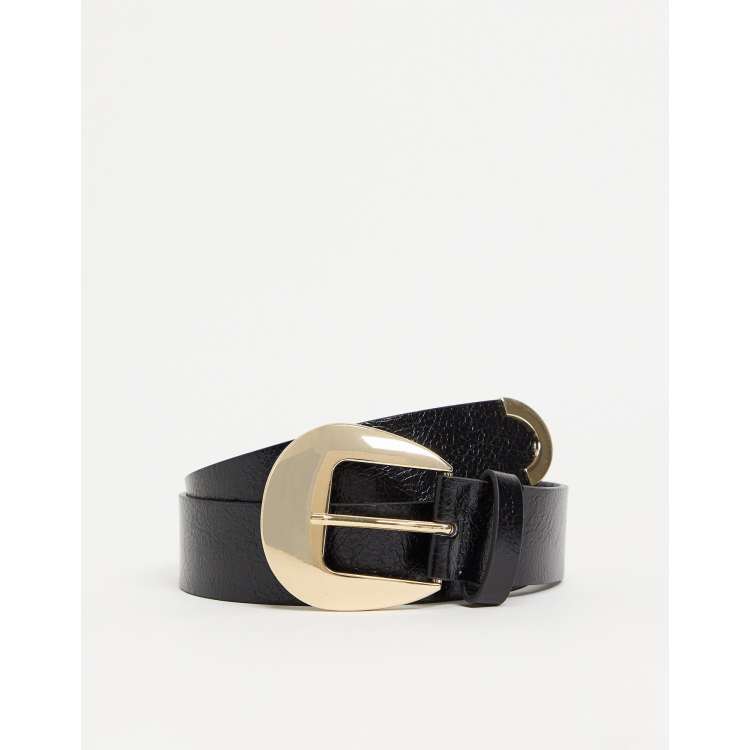 Mango belt with gold buckle in black