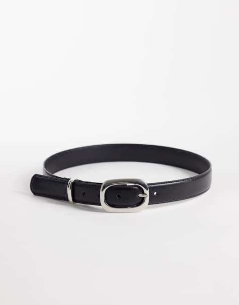 Mango belt with oval buckle hardware in black - view 1