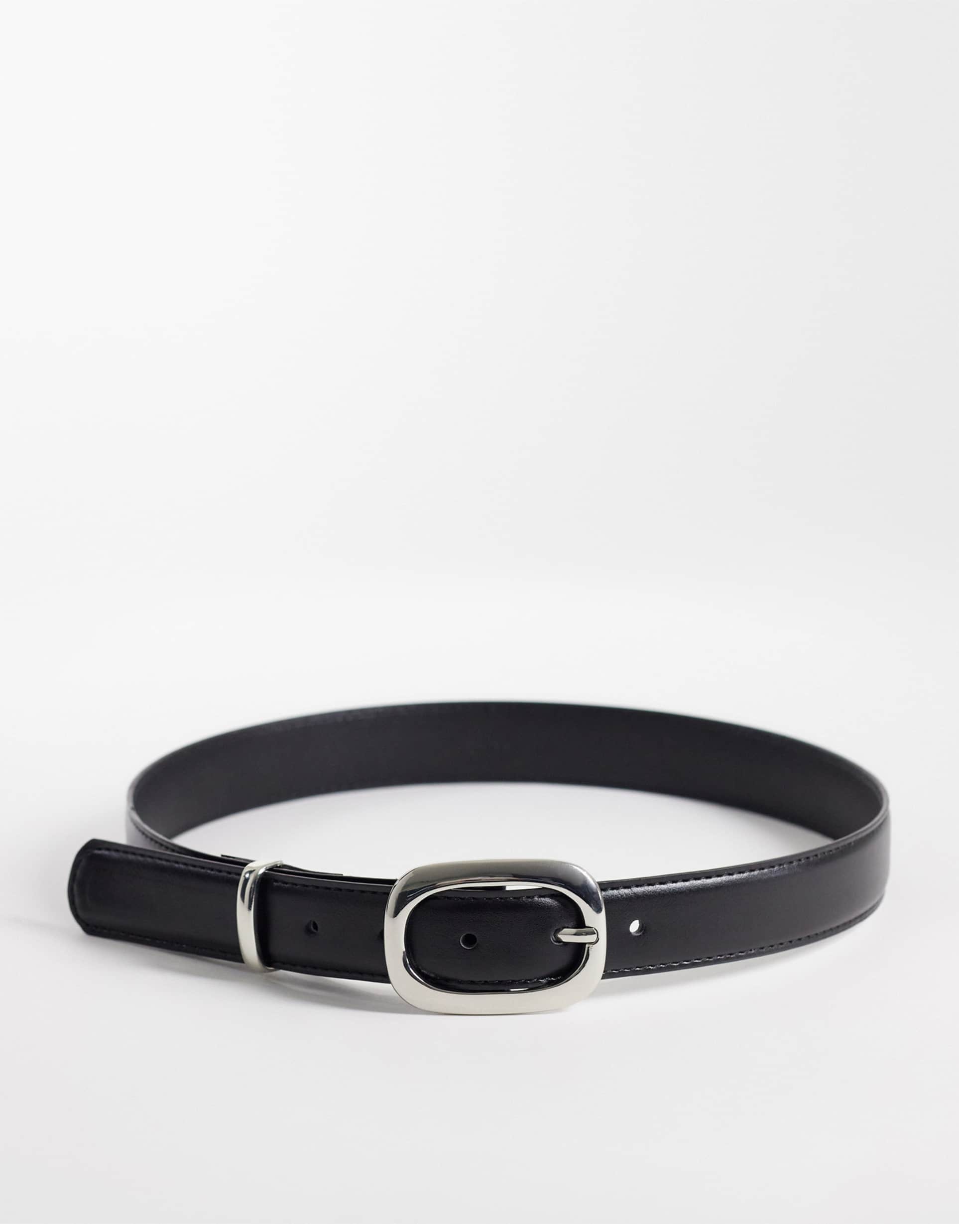 mango belt with oval buckle hardware in black