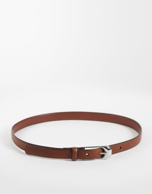 Mango Belt With Silver Buckle In Brown