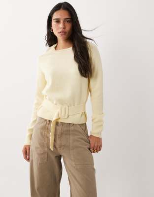 Mango Belted Knit Sweater In Multi