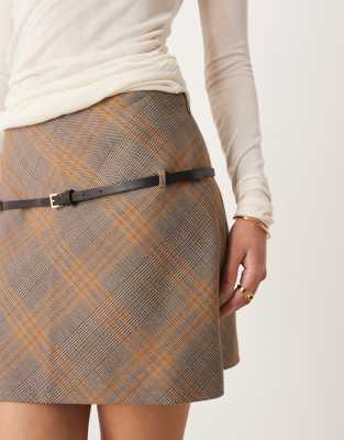 Mango Belted Mini Skirt In Brown
