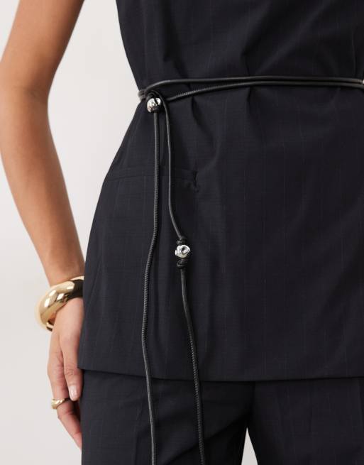 Mango belted sleeveless jumpsuit in black, 3 of 4