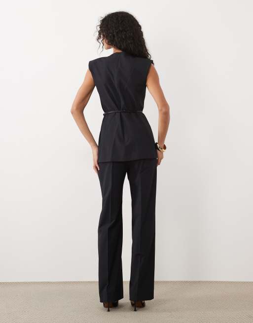 Mango belted sleeveless jumpsuit in black, 4 of 4