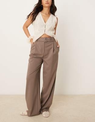 Mango Belted Straight Leg Pants