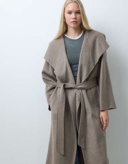 Mango belted tailored coat in mushroom, 4 of 4