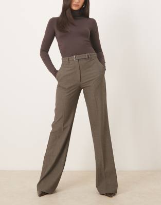 Mango Belted Tailored Pants In Brown