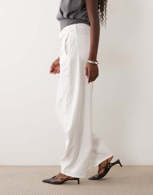 Mango belted tailored trouser in white, 3 of 5