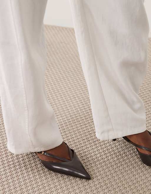 Mango belted tailored trouser in white, 4 of 5