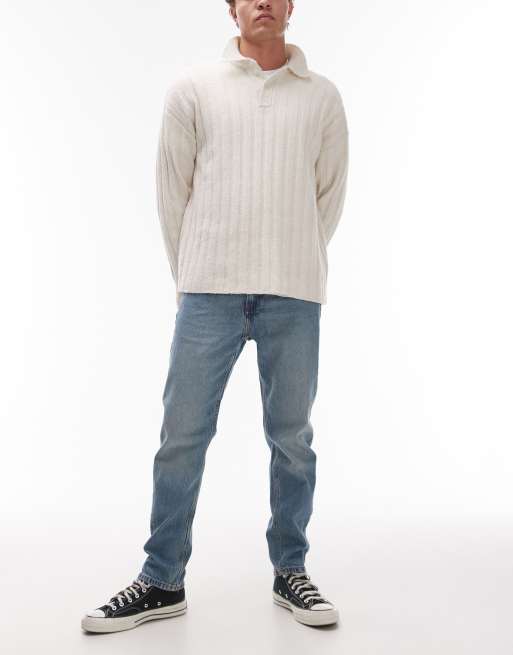 Mango Ben relaxed slim fit jeans in mid wash blue