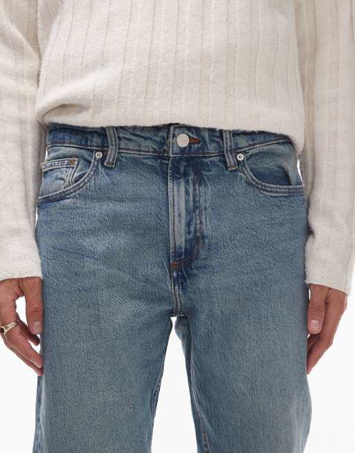 Mango Ben relaxed slim fit jeans in mid wash blue