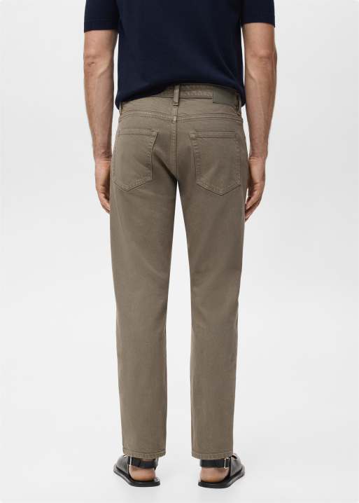 Mango Benc cotton straight jean in green wash, 3 of 5